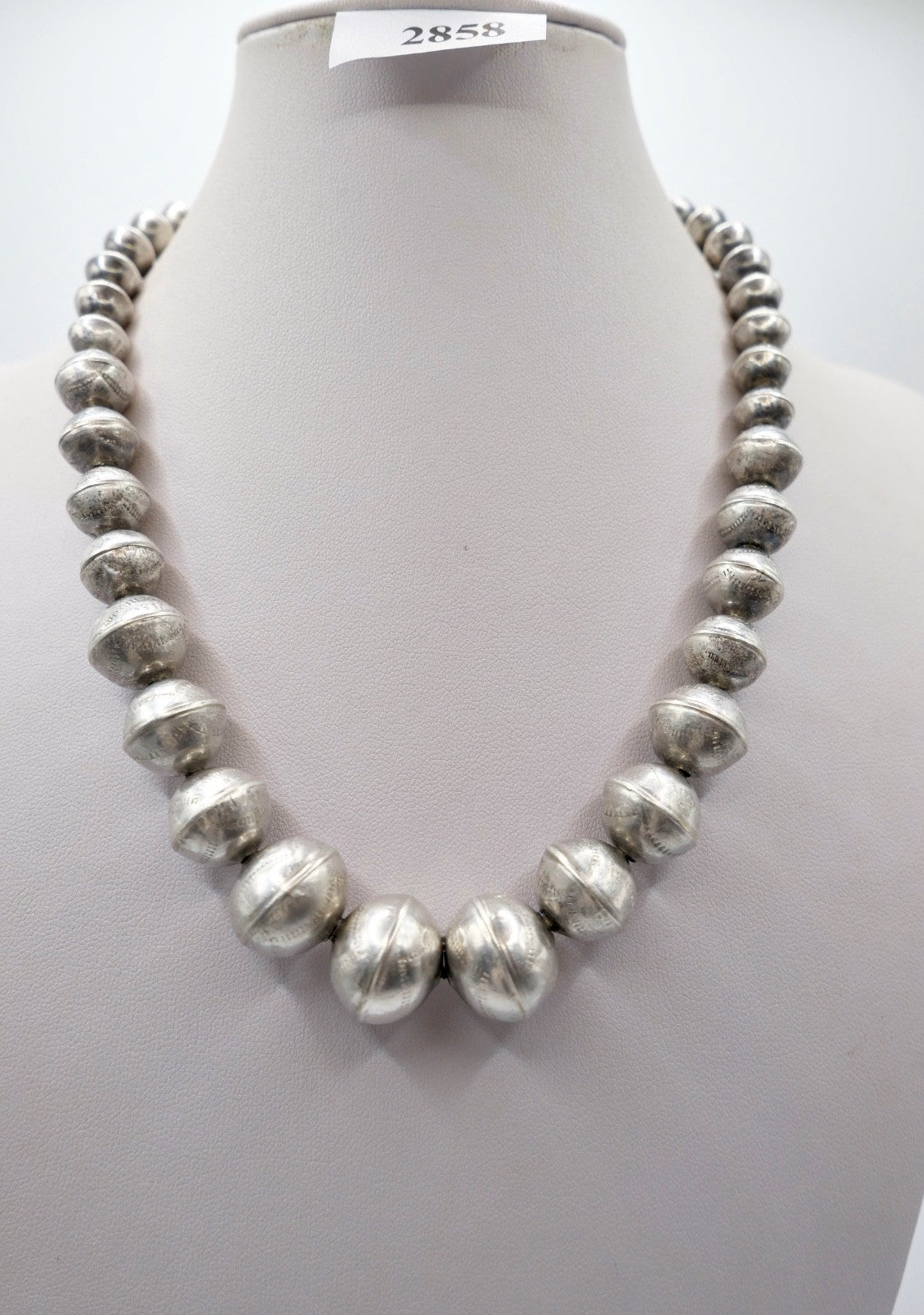 Vintage Navajo Perlen Silberkette Kugel 925 Sterling Bead Necklace Indianer