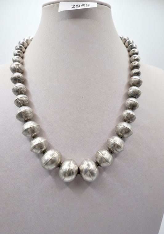 Vintage Navajo Perlen Silberkette Kugel 925 Sterling Bead Necklace Indianer