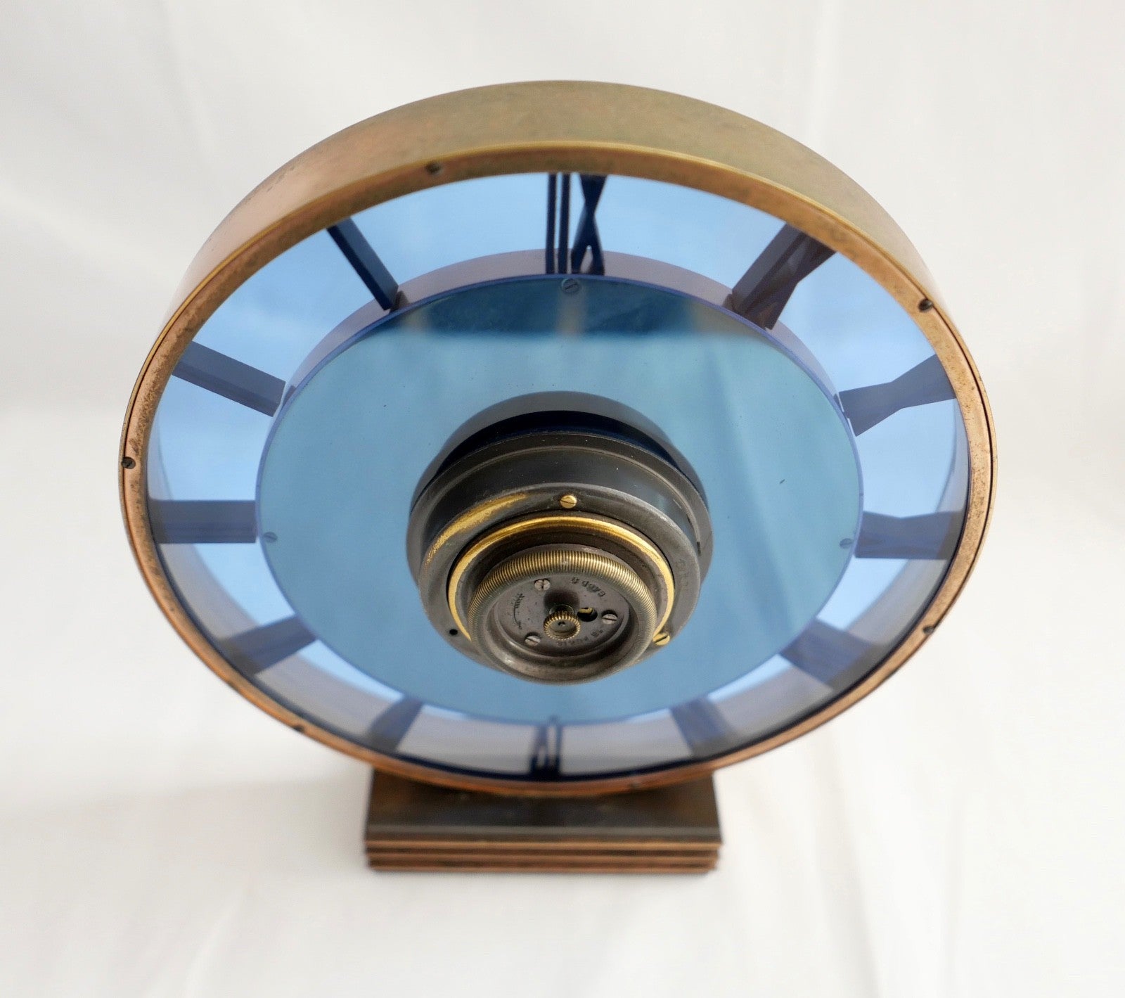 Tischuhr Kienzle von Heinrich Möller 1930er Jahre 8 Tage Werk in blau