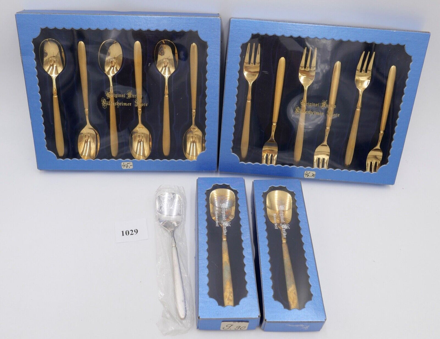 - NEU - OVP - 15 Teile original ANTIKO - vergoldet Kaffeelöffel Kuchenmesser - Antikhandel-Stuttgart