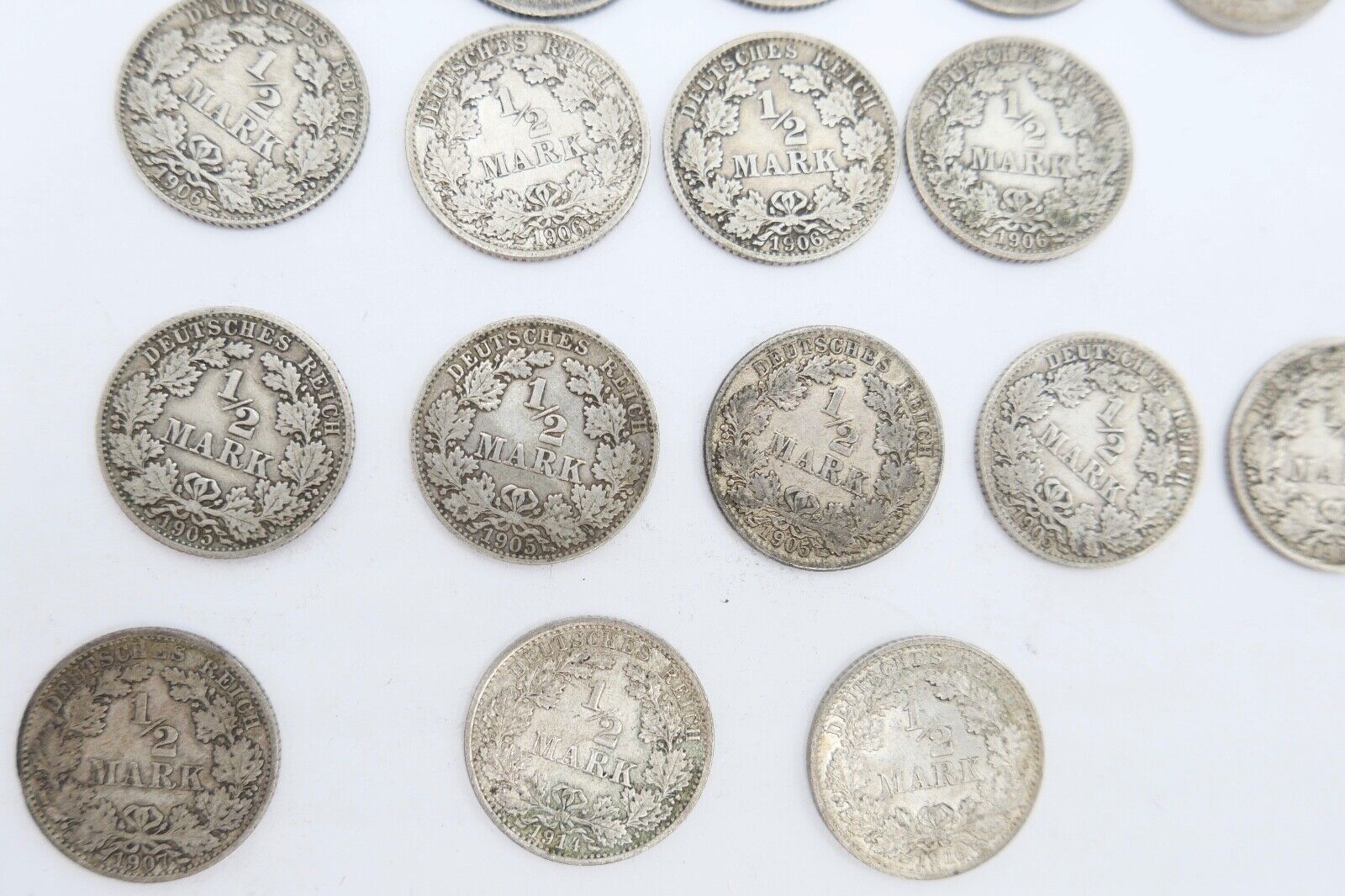 18x 1/2 Mark Jäger 16 / J.16 Silber 1905-1918 ss-stg sehr schön - Stempelglanz