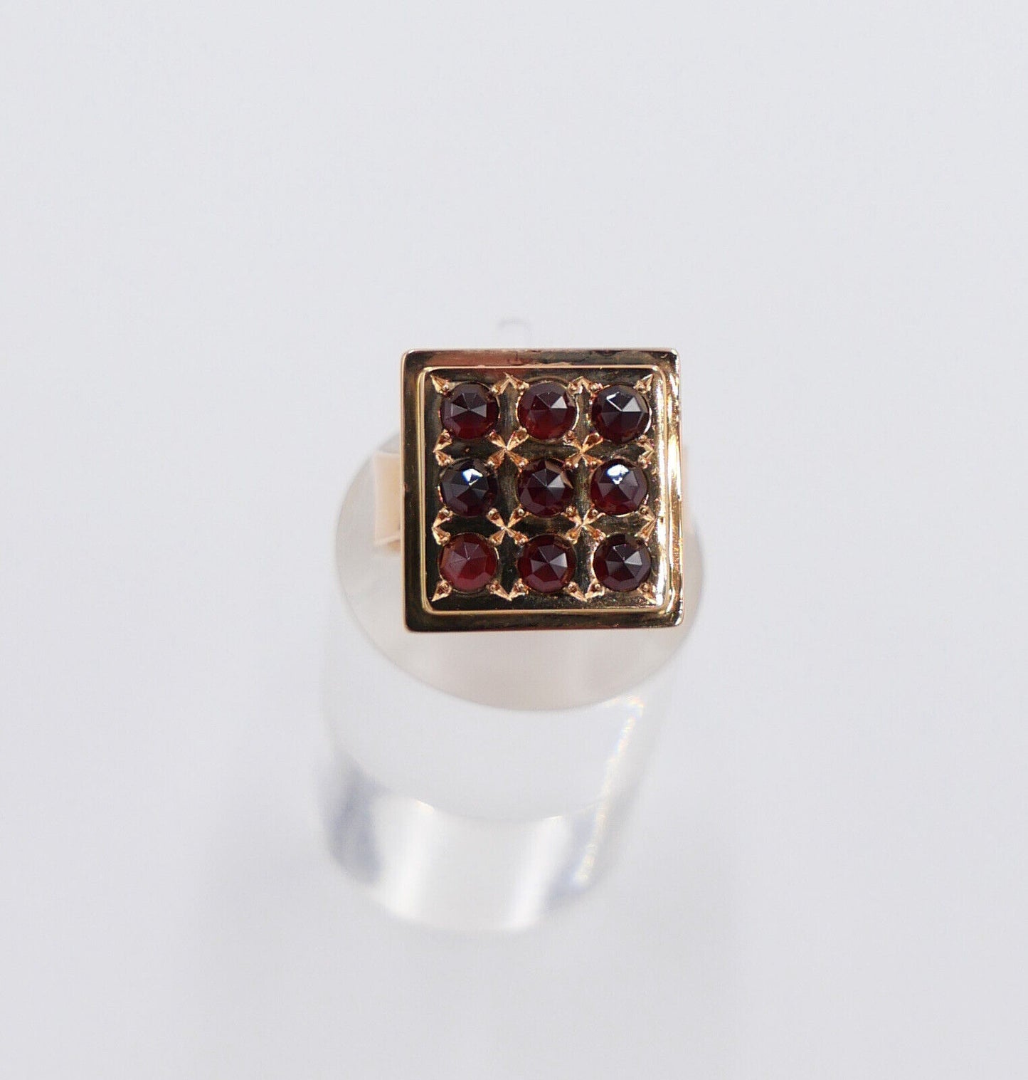 Antiker Granat Rot Gold Ring 585 14K Gr. 52/16,5 Granaten 1 Ct 