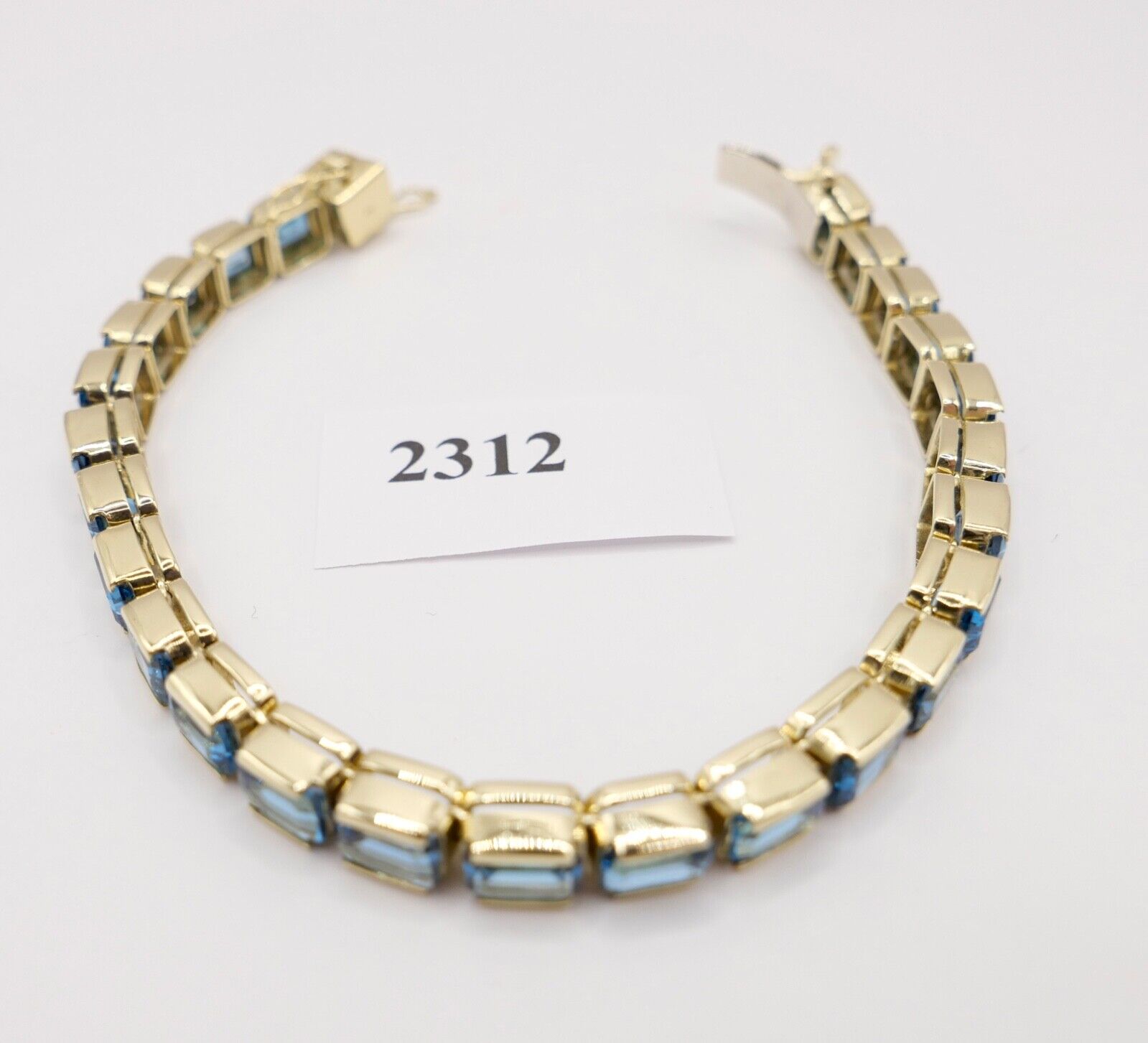 1990er Jahre Blau TOPAS TOPAZ  750 18K Gelbgold GOLD Tennis Armband  32,5 Ctw