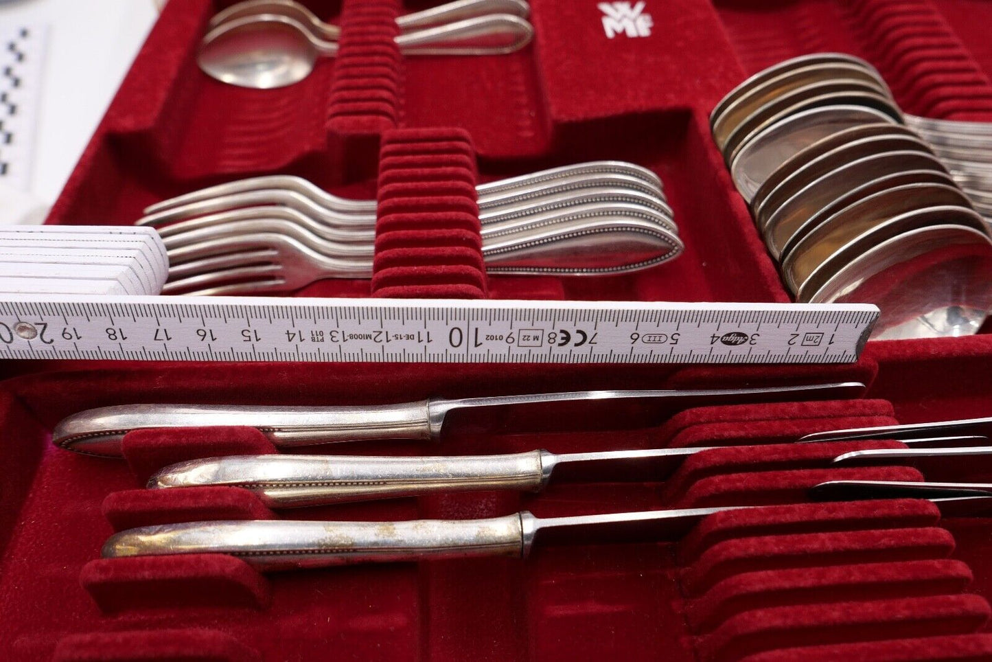 29 tlg. 90er ähnl. WMF 500 Perlrand cutlery Besteck Gabel Löffel Schöpfer Set