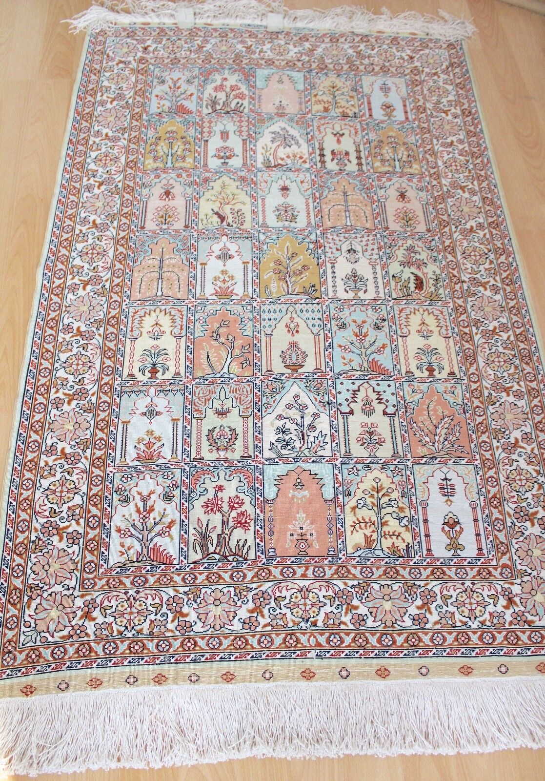 Ghom Orientteppich Perserteppich Seide Handgeknüpft 127x78 cm Knoten Silk