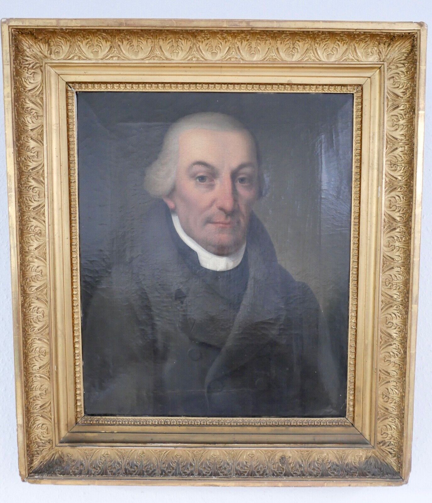 80 x 69 cm Gemälde Biedermeier Herr Portrait Mann Öl auf Leinwand Goldrahmen