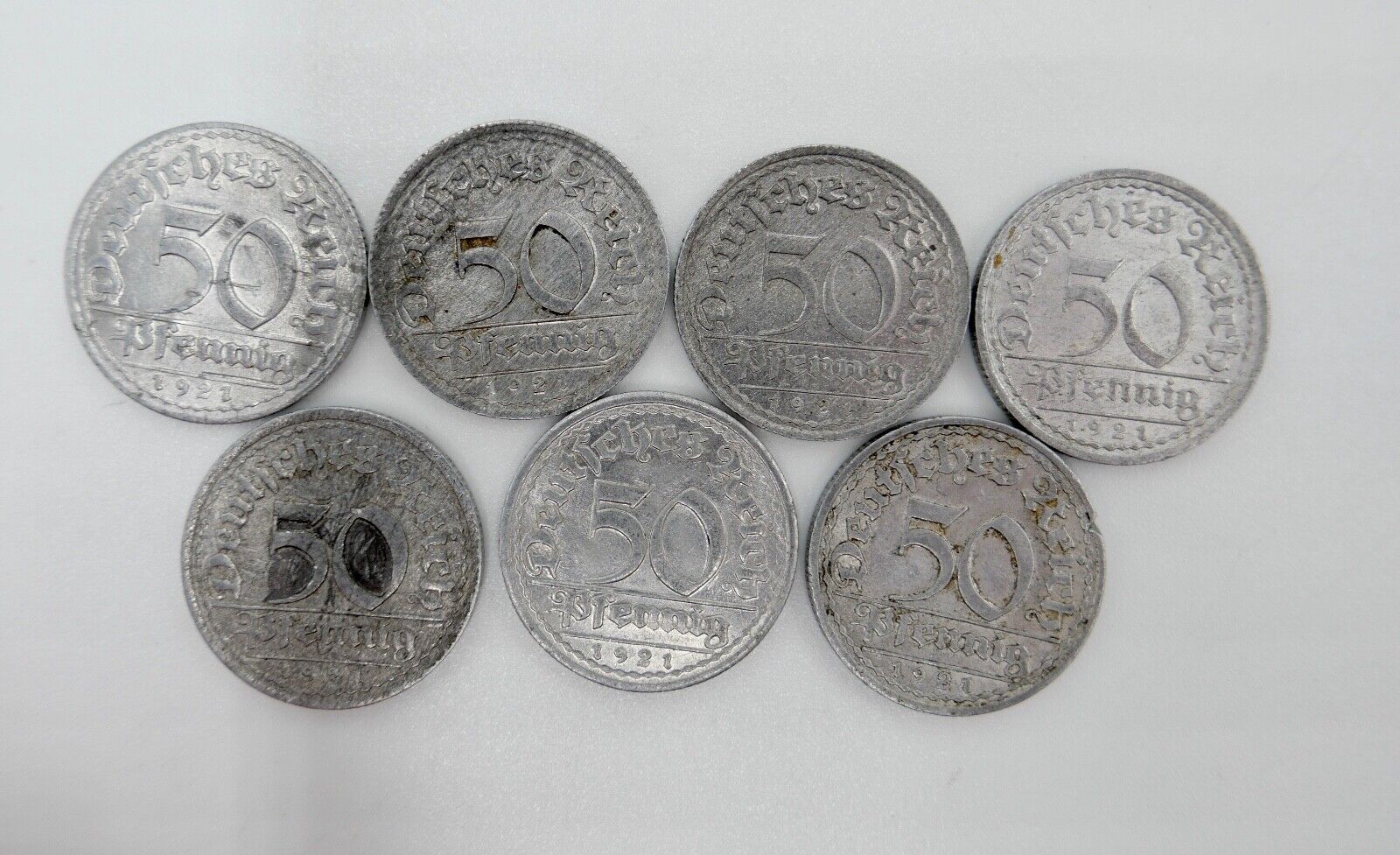 7x 50 Pfennig 1921 Jäger J.301 ss-vz Weimarer Republik