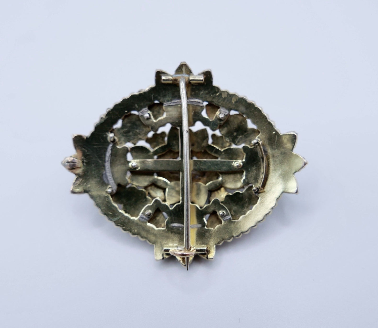 Antike Granat Brosche Böhmische Granaten Silber vergoldet um 1900