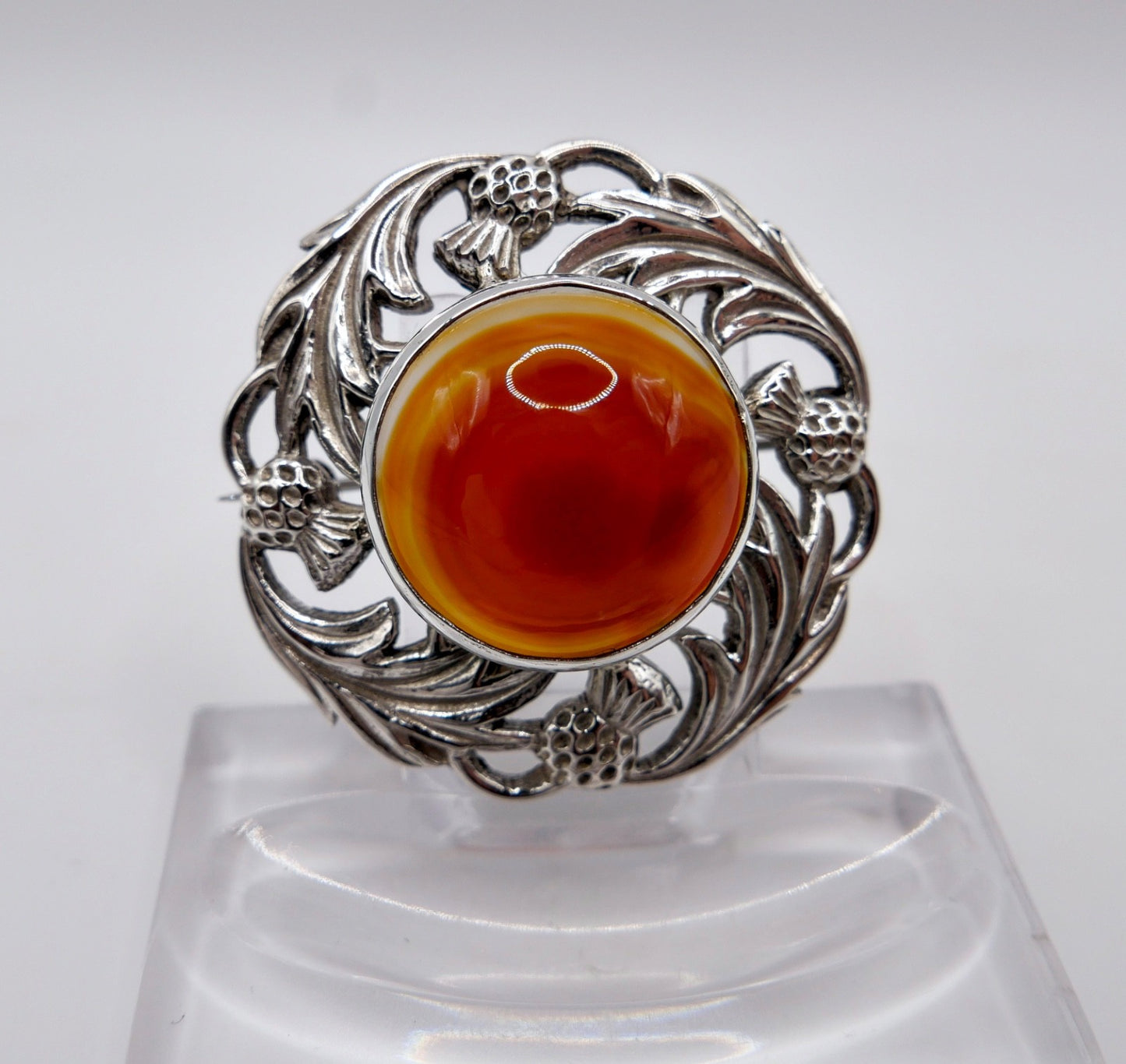 Vintage Thomas Ebbutt Schottland Silber Brosche Karneol Achat Edinburgh T.E.