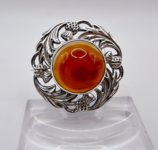 Vintage Thomas Ebbutt Schottland Silber Brosche Karneol Achat Edinburgh T.E.