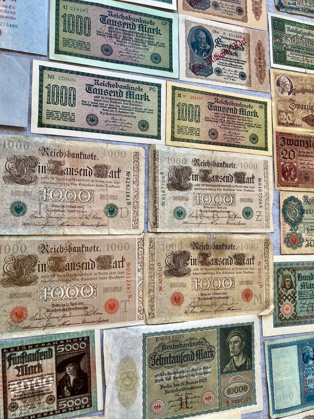 Posten 58x Inflation Geldscheine Banknoten Mark UNC dt. Reich Ro. 36 63 84 usw.