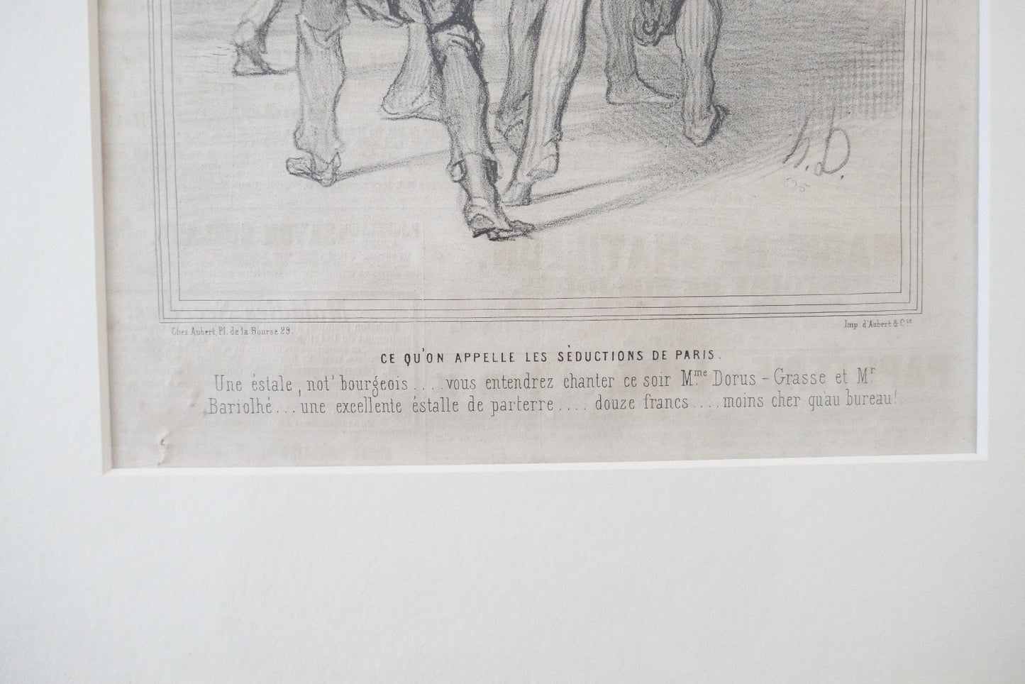 Honoré Daumier Lithographie 1844 Le Charivari Les Étrangers à Paris gerahmt
