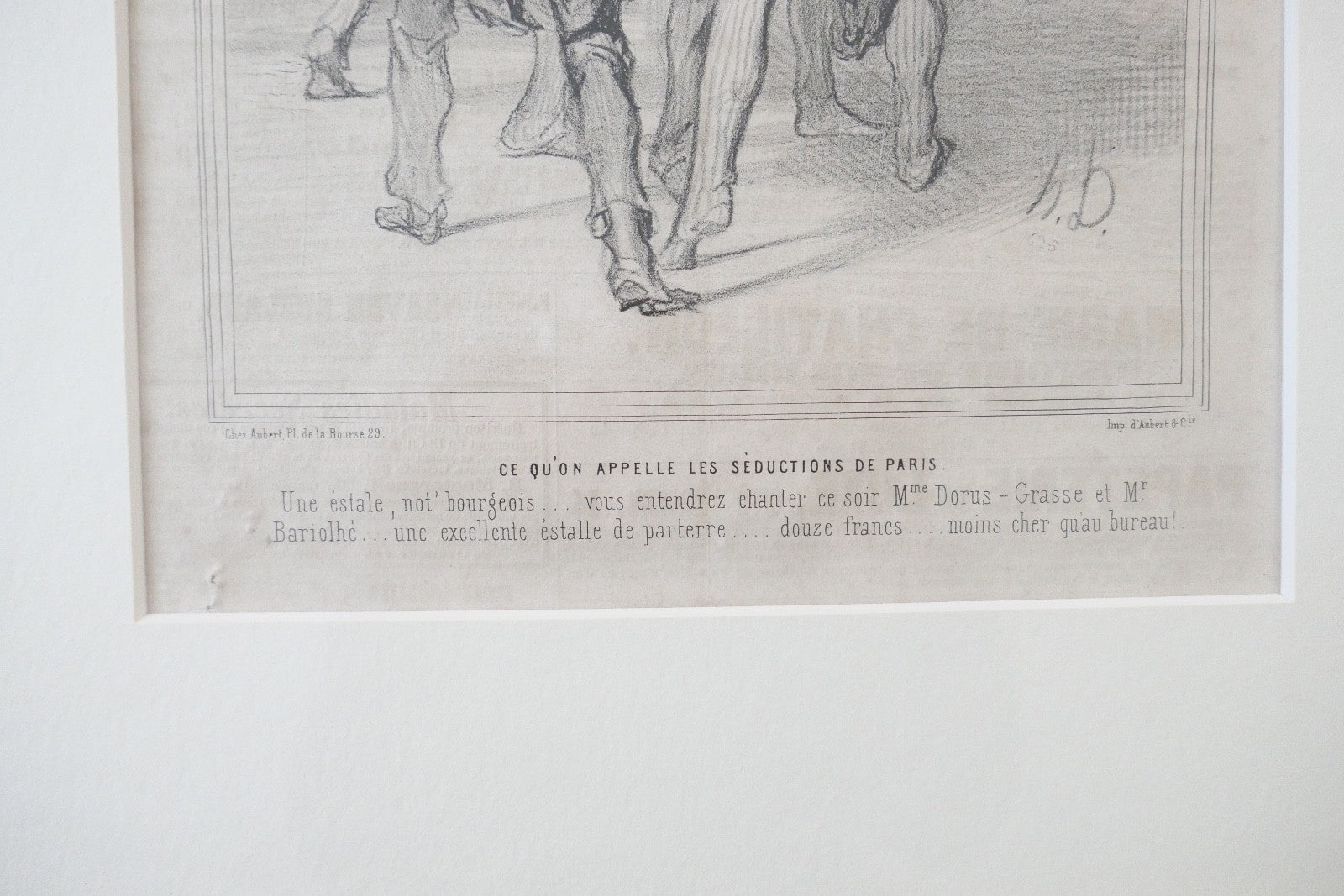 Honoré Daumier Lithographie 1844 Le Charivari Les Étrangers à Paris gerahmt