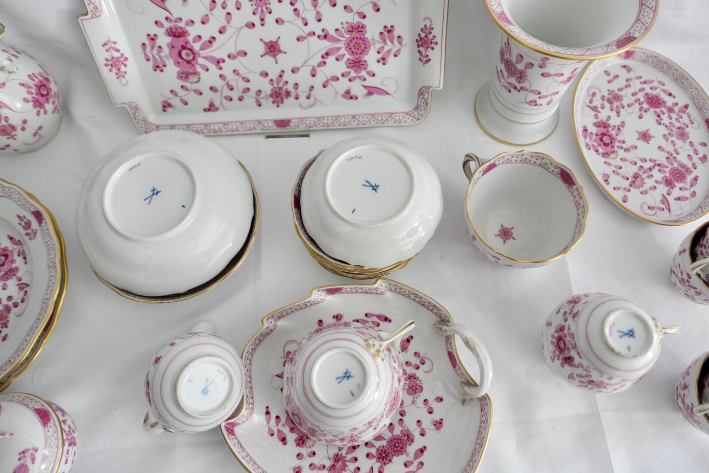 Meissen 1. Wahl Kaffee Mokka Service 25 Teile Porzellan Indisch Purpur