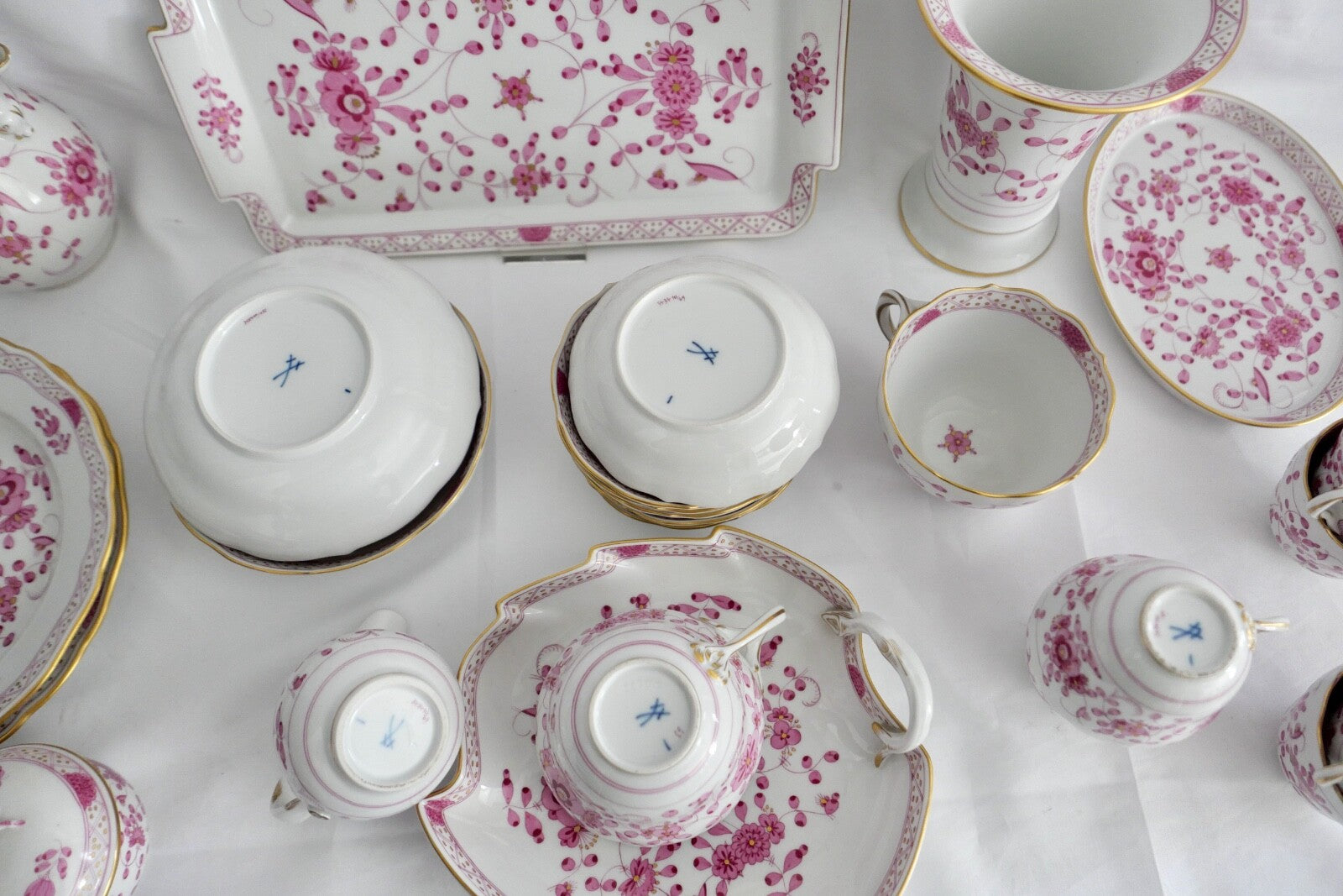 Meissen 1. Wahl Kaffee Mokka Service 25 Teile Porzellan Indisch Purpur