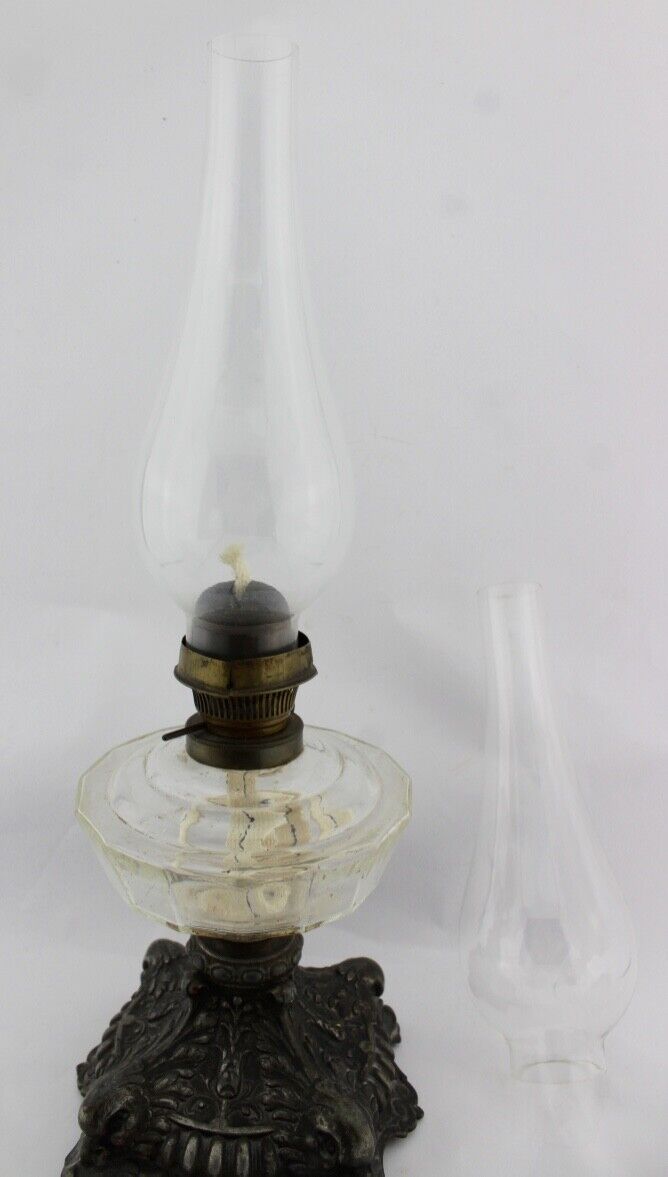 Alte Jugendstil Petroleumlampe Kupfer Tischlampe Zinn Optik 44cm R. Ditmar Wien