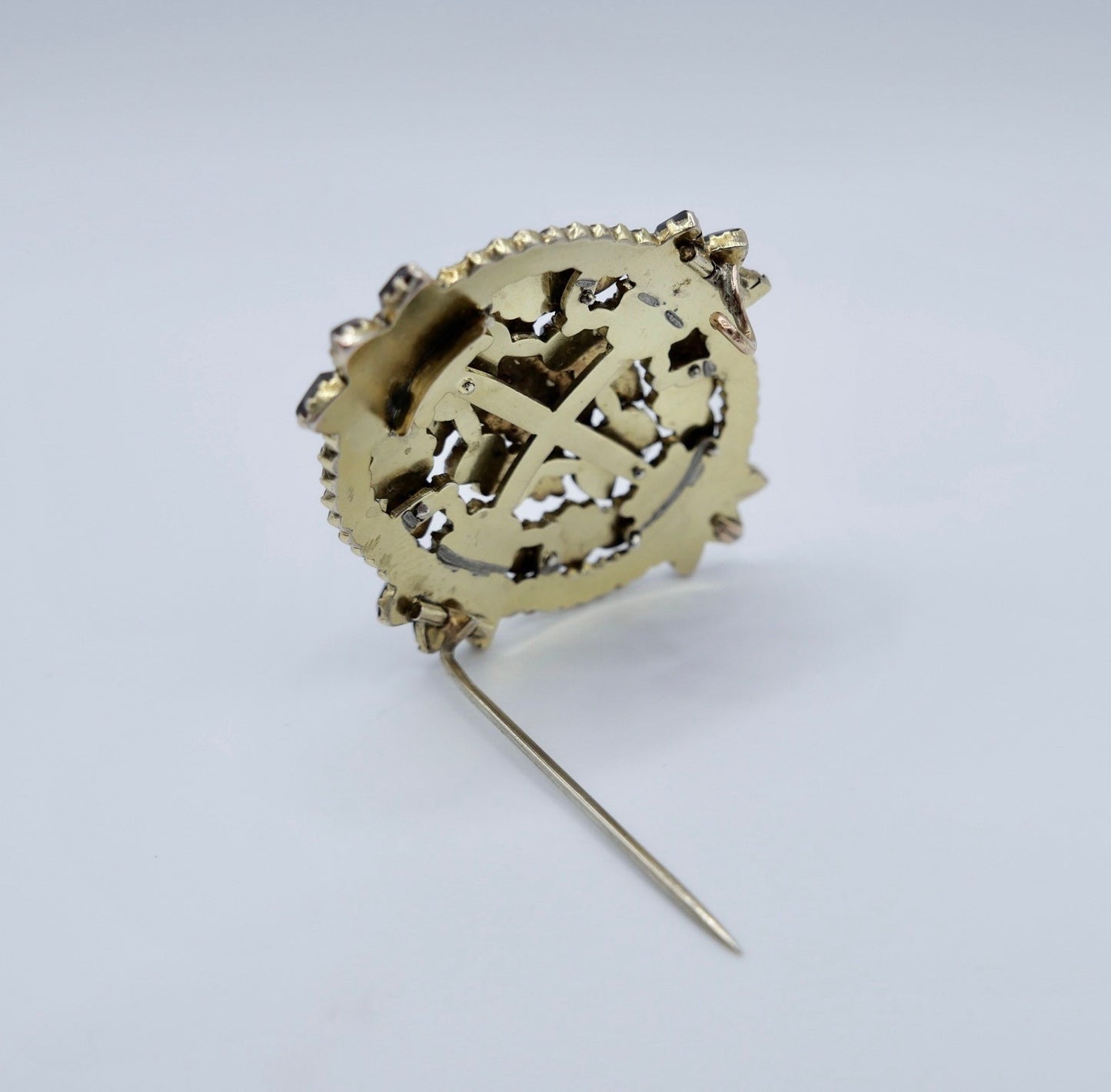Antike Granat Brosche Böhmische Granaten Silber vergoldet um 1900