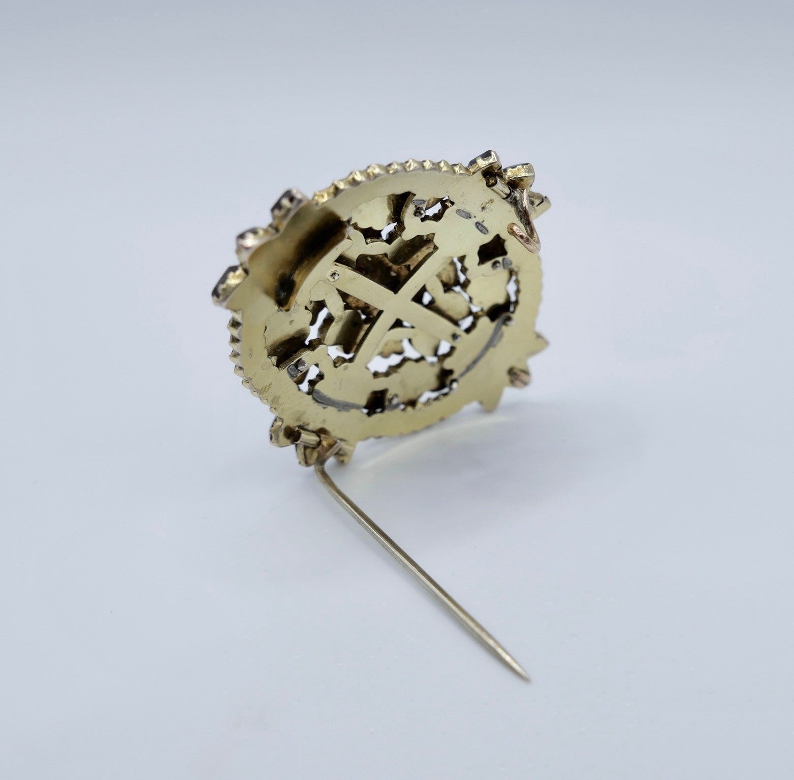 Antike Granat Brosche Böhmische Granaten Silber vergoldet um 1900