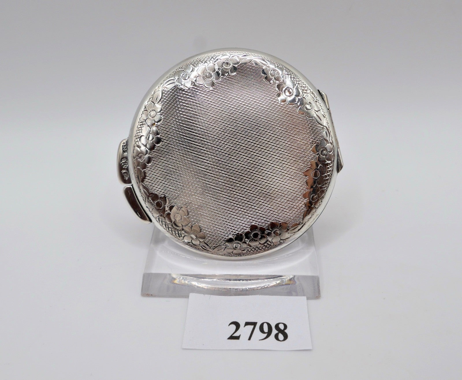 Antike Silber Puderdose Josef Pauser Schwäbisch Gmünd 830S Guilloche Jugendstil