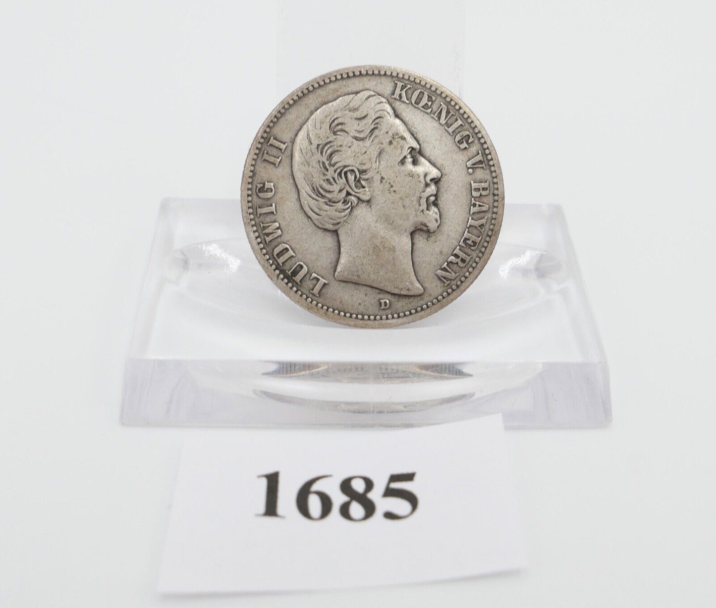 2 Mark 1876 D " Ludwig II. König von Bayern " ss - vz Jäger J.41 Silber