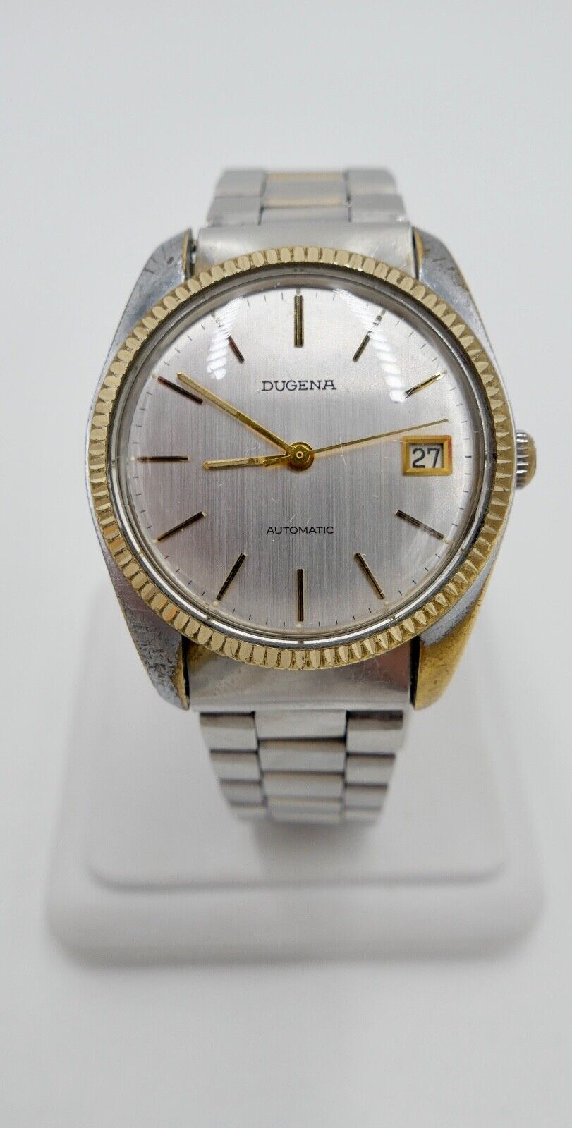 DUGENA 1970er Automatic Kal. PUW 1661S  2529 Stahl Gold Armbanduhr Datum