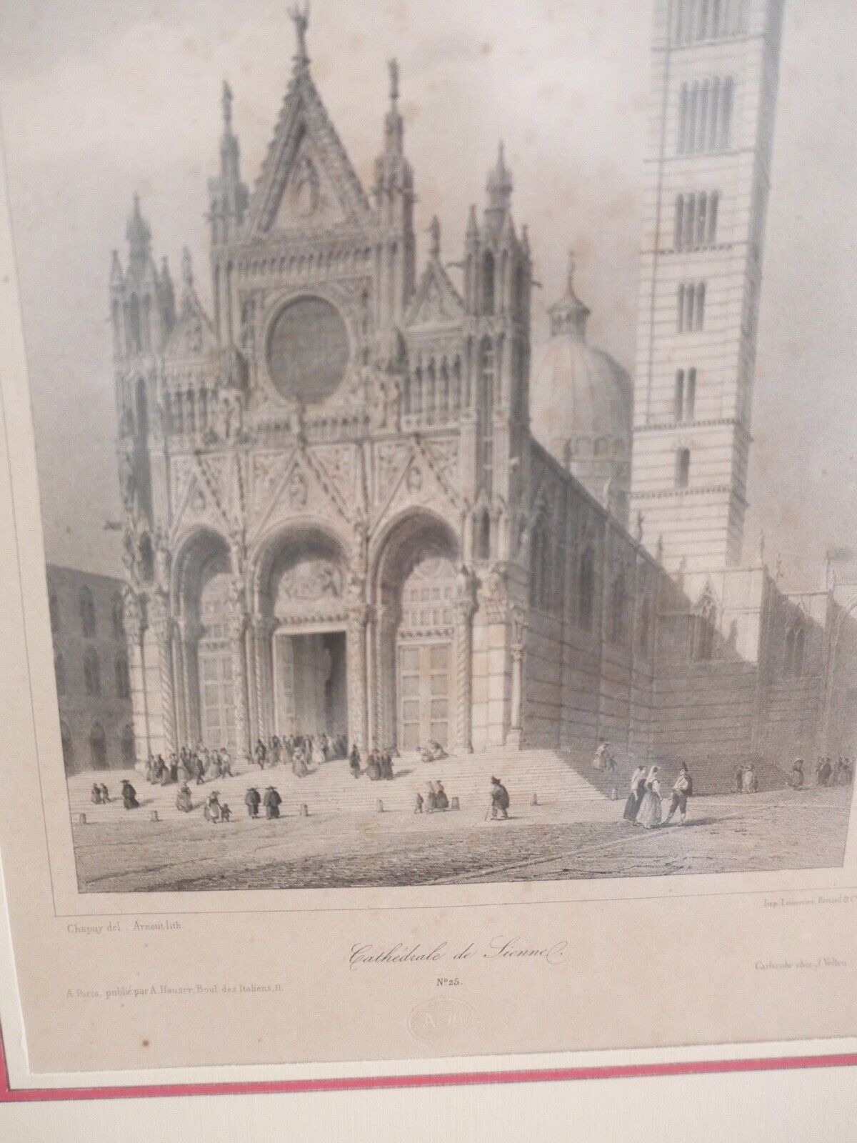 Lithografie Cathedrale de Sienne Hauser Paris Le Moyen-Age Monumental et Archéol