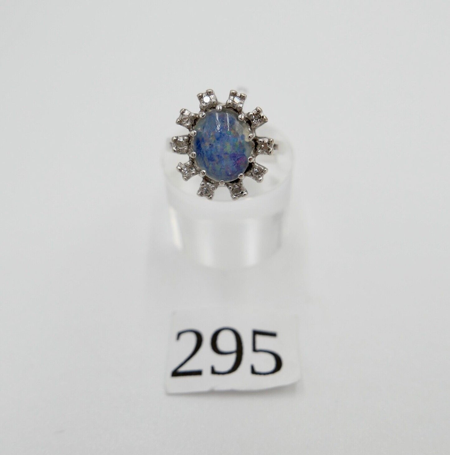 Cocktailring Weiß Gelb Gold Opal & Diamant 585 14K  1,43 Ct  Gr. 57