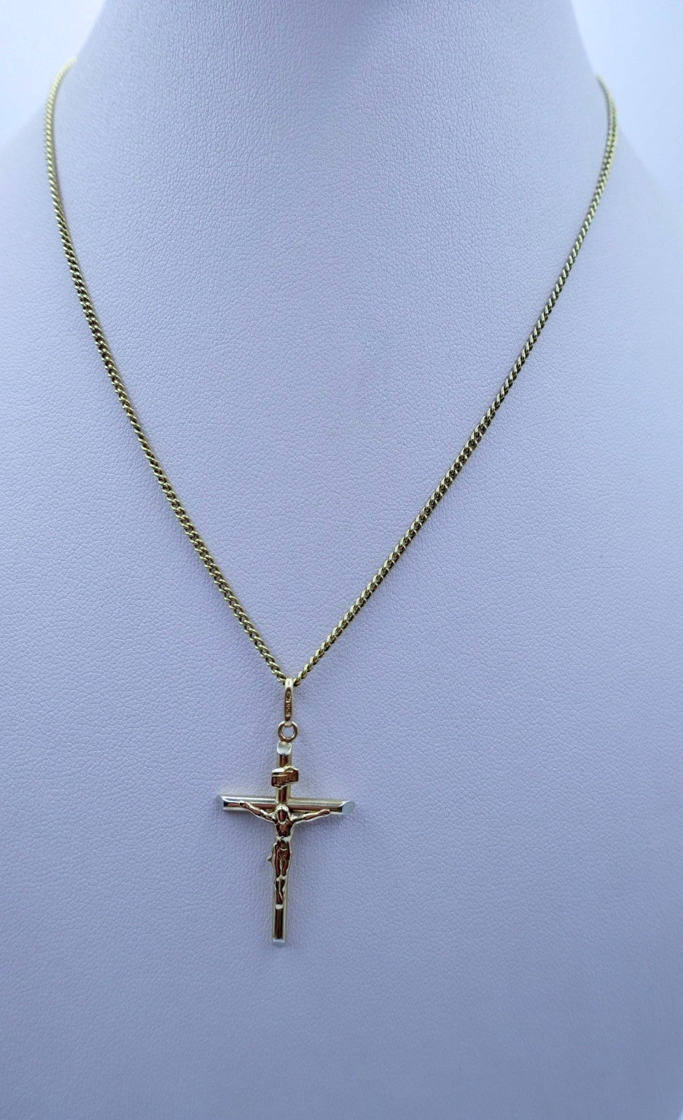 1980er Religiöser Kreuz Kruzifix Anhänger Gold 750 18K Jesus Christus AR Italien