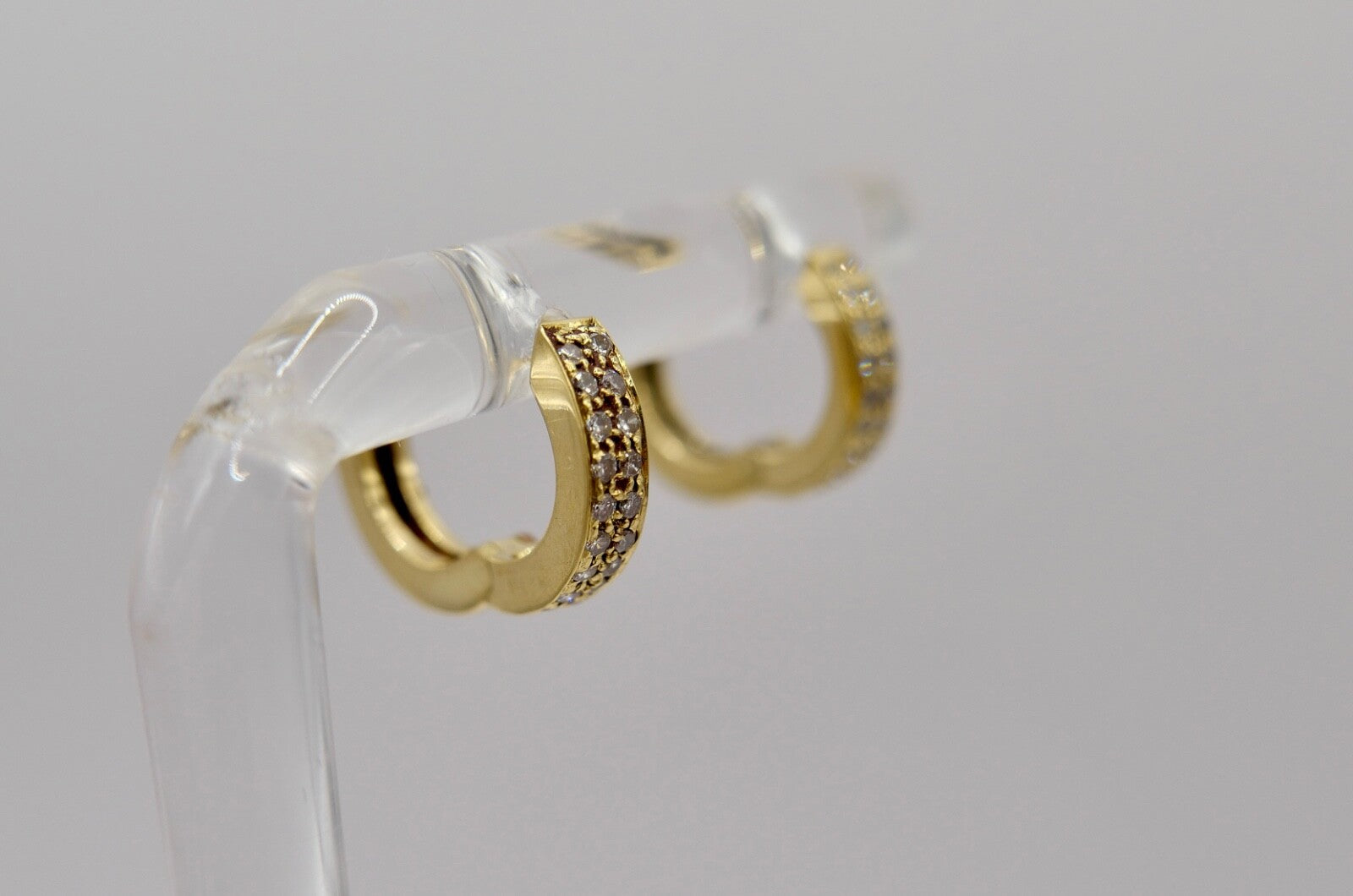 0,4 Ctw Diamant Creolen 750 18K Gelbgold 40 Brillanten besetz Ohrringe 90er