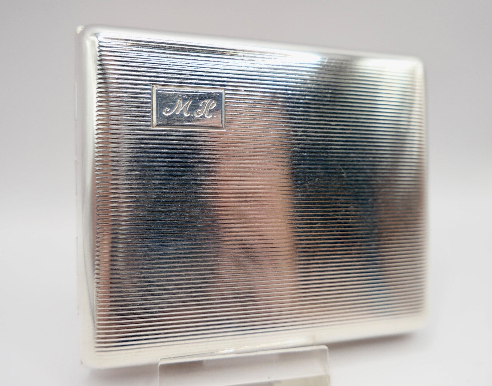 Altes Zigarettenetui 925 Silber Silberetui Gravur Monogramm Initialen M.H.