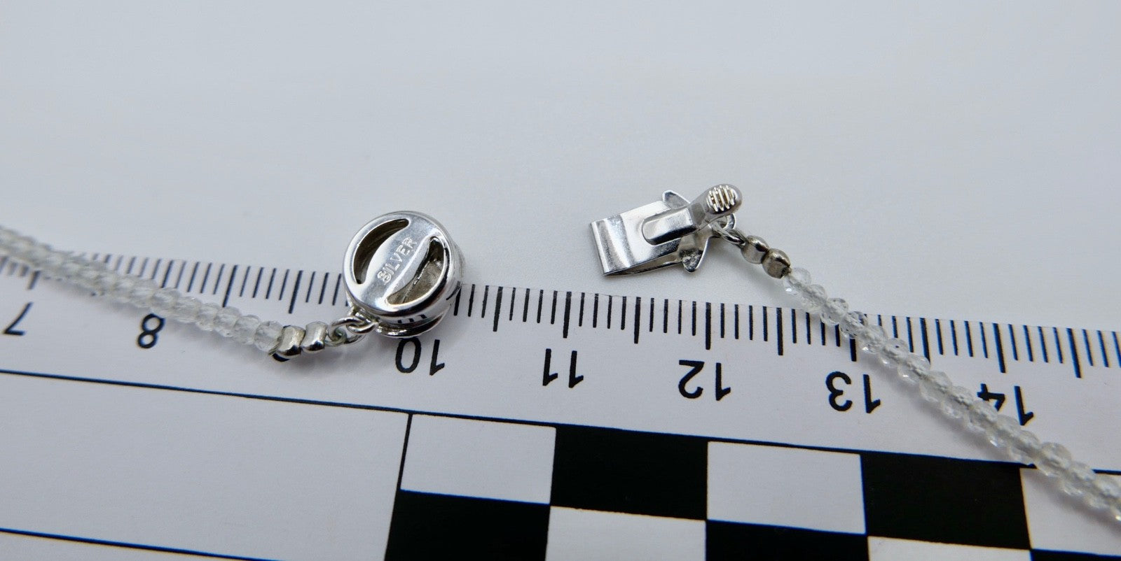 Elegante Kette mit großer Barockperle & Bergkristall 50 cm Silberverschluss