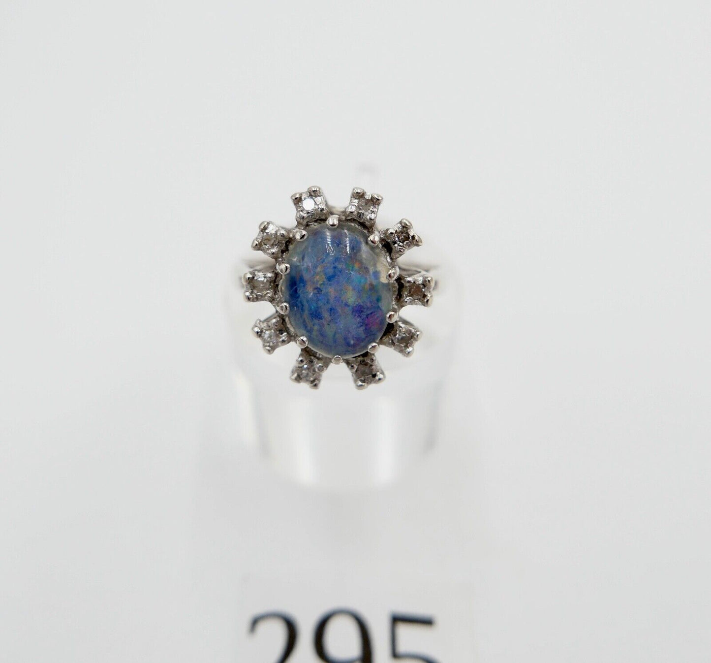 Cocktailring Weiß Gelb Gold Opal & Diamant 585 14K  1,43 Ct  Gr. 57