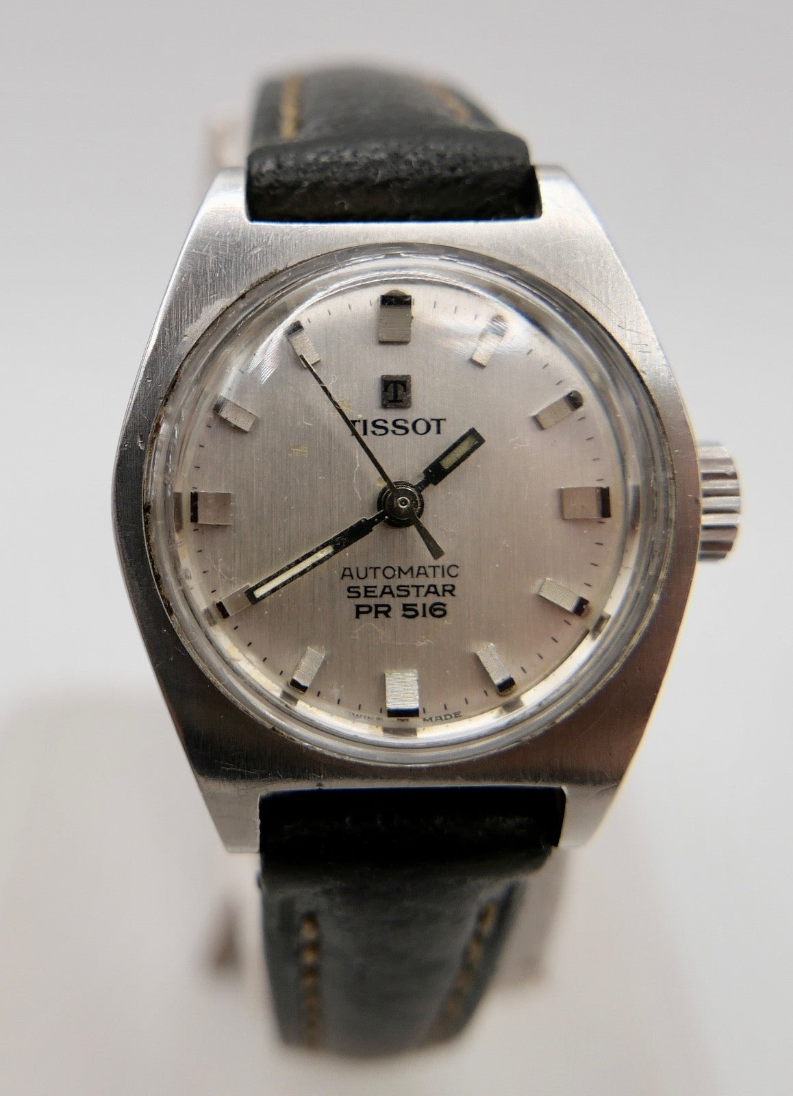 60er TISSOT SEASTAR PR 516 Damenuhr Automatik Cal. 743 Lederarmband 24 mm