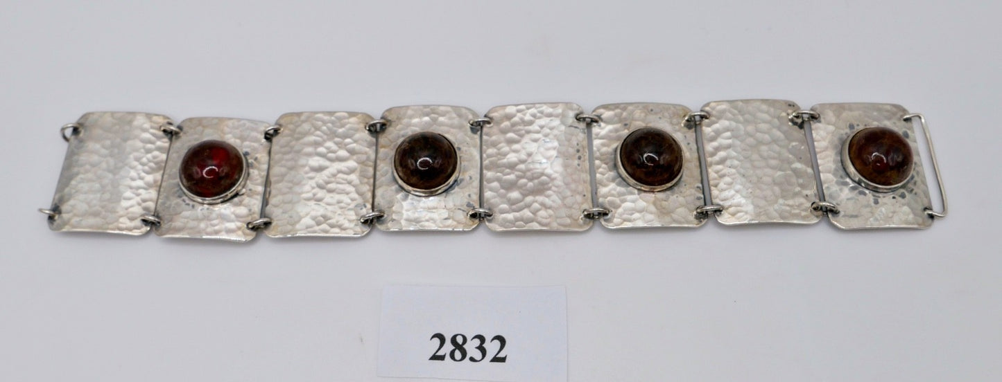 70er Vintage Armband Silber 925 Bernstein Adolf Regelmann gehämmert Handarbeit