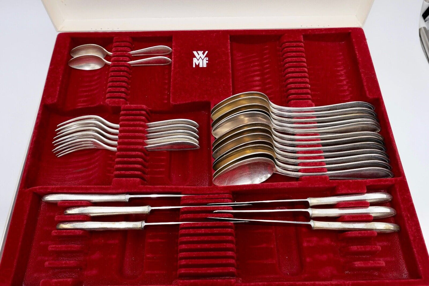 29 tlg. 90er ähnl. WMF 500 Perlrand cutlery Besteck Gabel Löffel Schöpfer Set