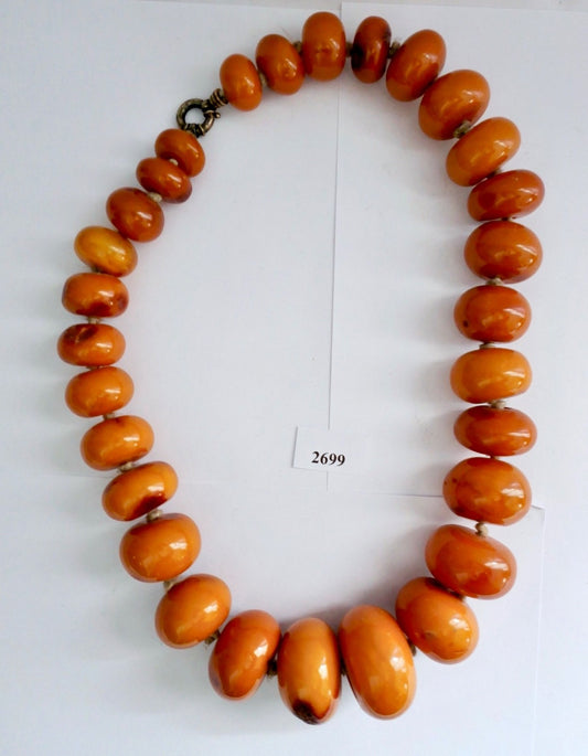 XXL butterscotch Bernsteinkette Kugeln 449 Gramm Pressbernstein 925 Silber
