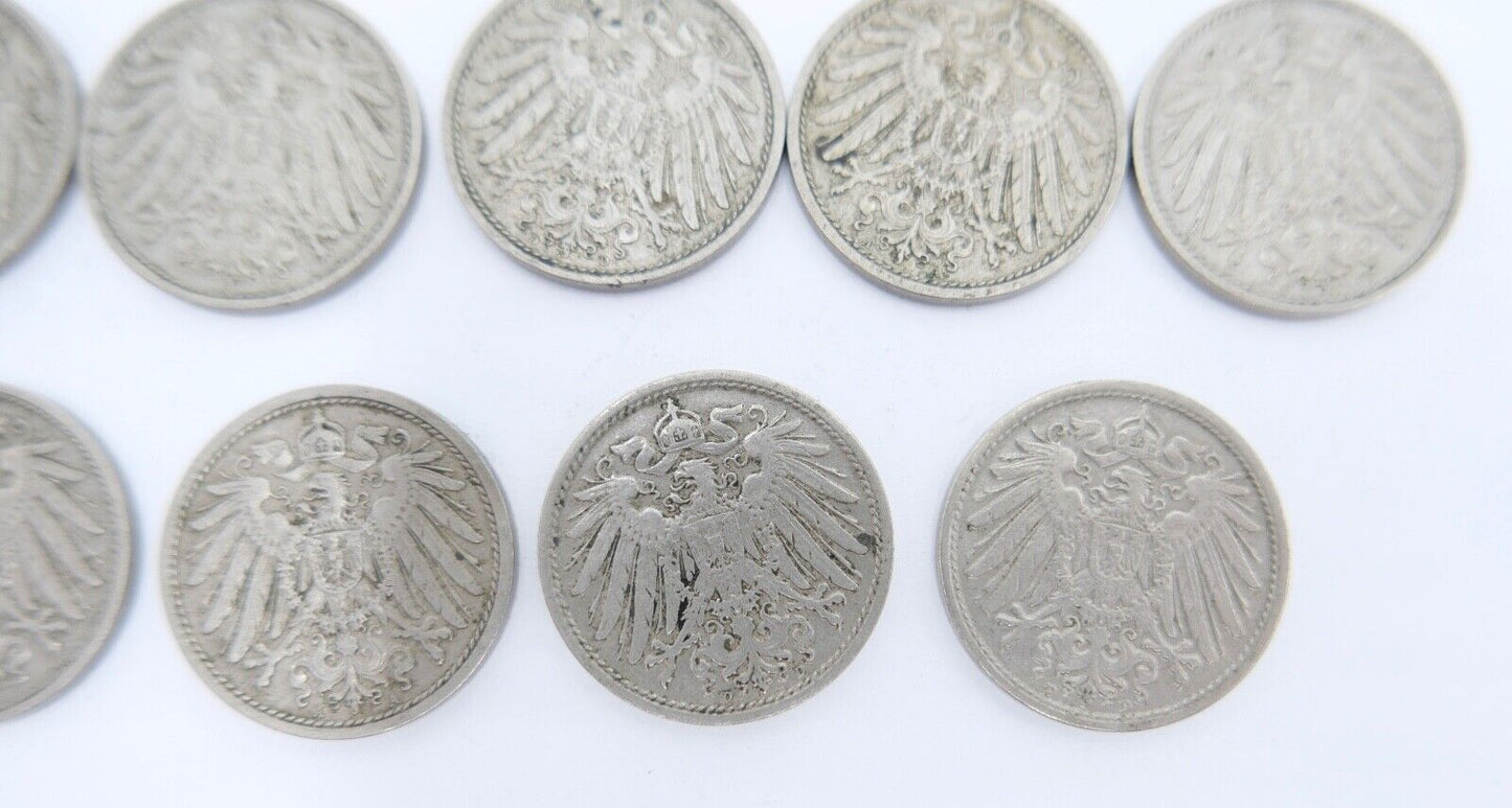 42x 10 Pfennig Kaiserreich 1912 1913 1914 1915  Jäger J. 13 ss-stg