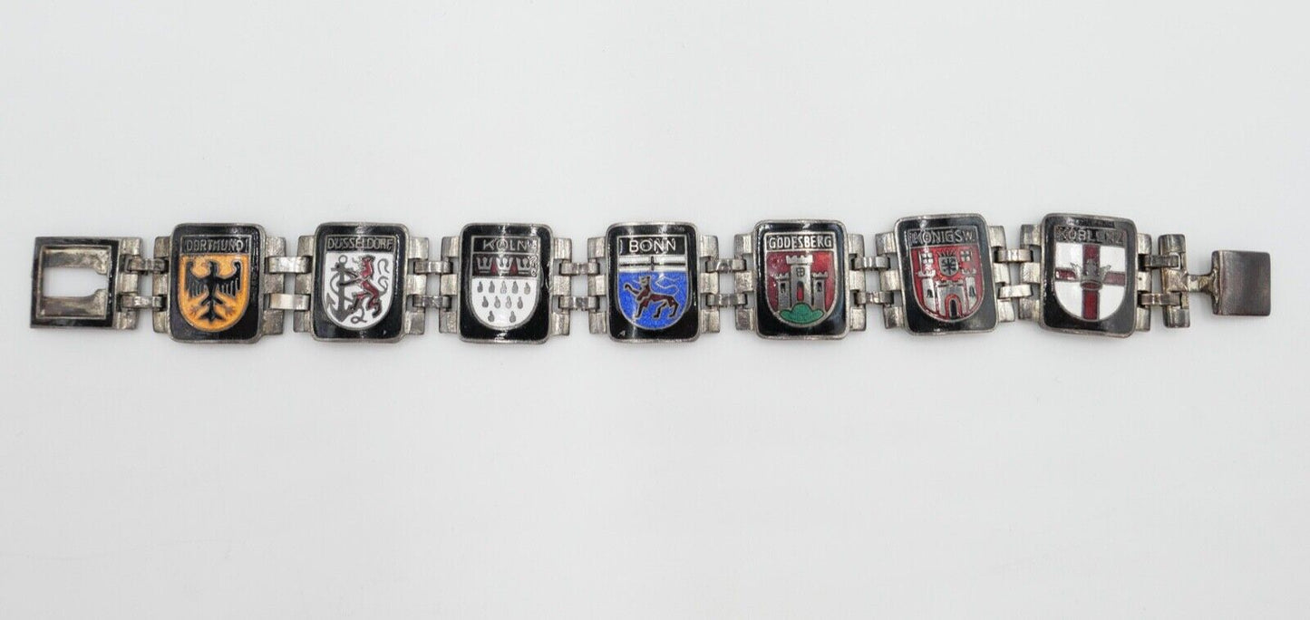 30er Wappen Armband versilbert Emaille Köln Bonn Dortmund Düsseldorf