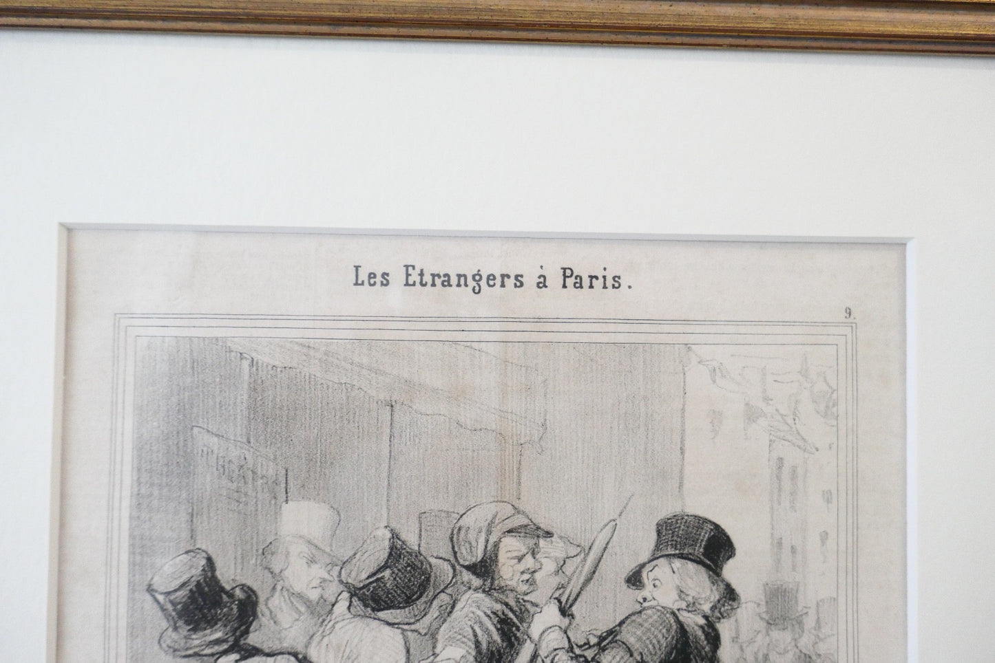 Honoré Daumier Lithographie 1844 Le Charivari Les Étrangers à Paris gerahmt
