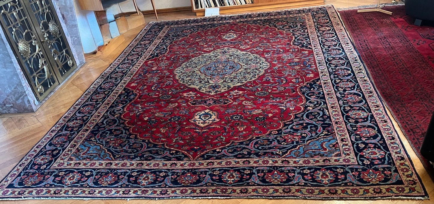 Großer Kashan alter Orientteppich Perserteppich old carpet 382x270 cm