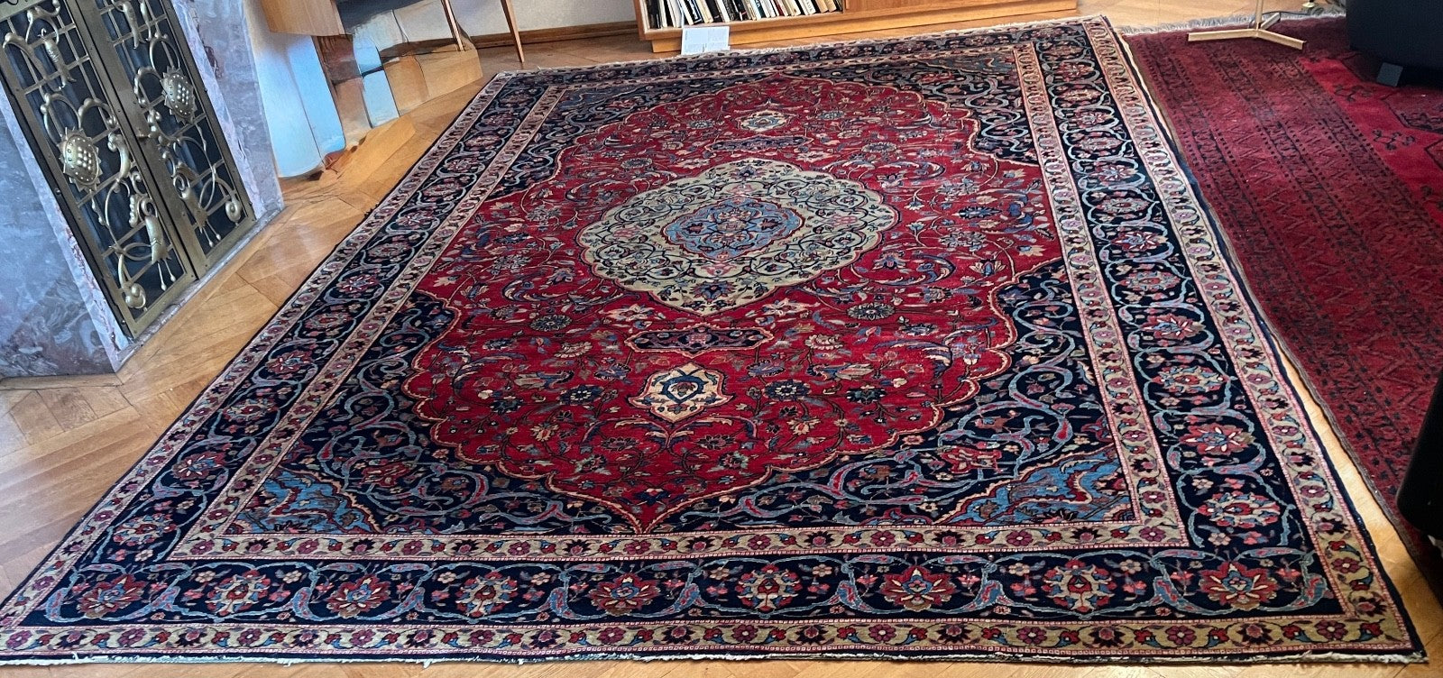 Großer Kashan alter Orientteppich Perserteppich old carpet 382x270 cm