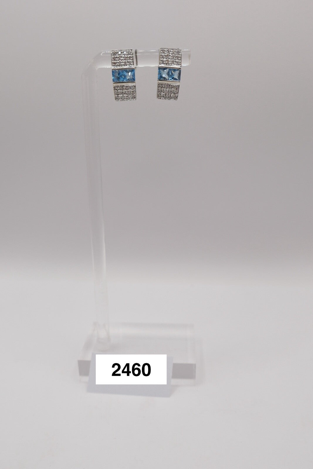 Blautopas & Brillant 750 18K Weißgold Gold Ohrringe 2 Ctw NEUwertig CCF