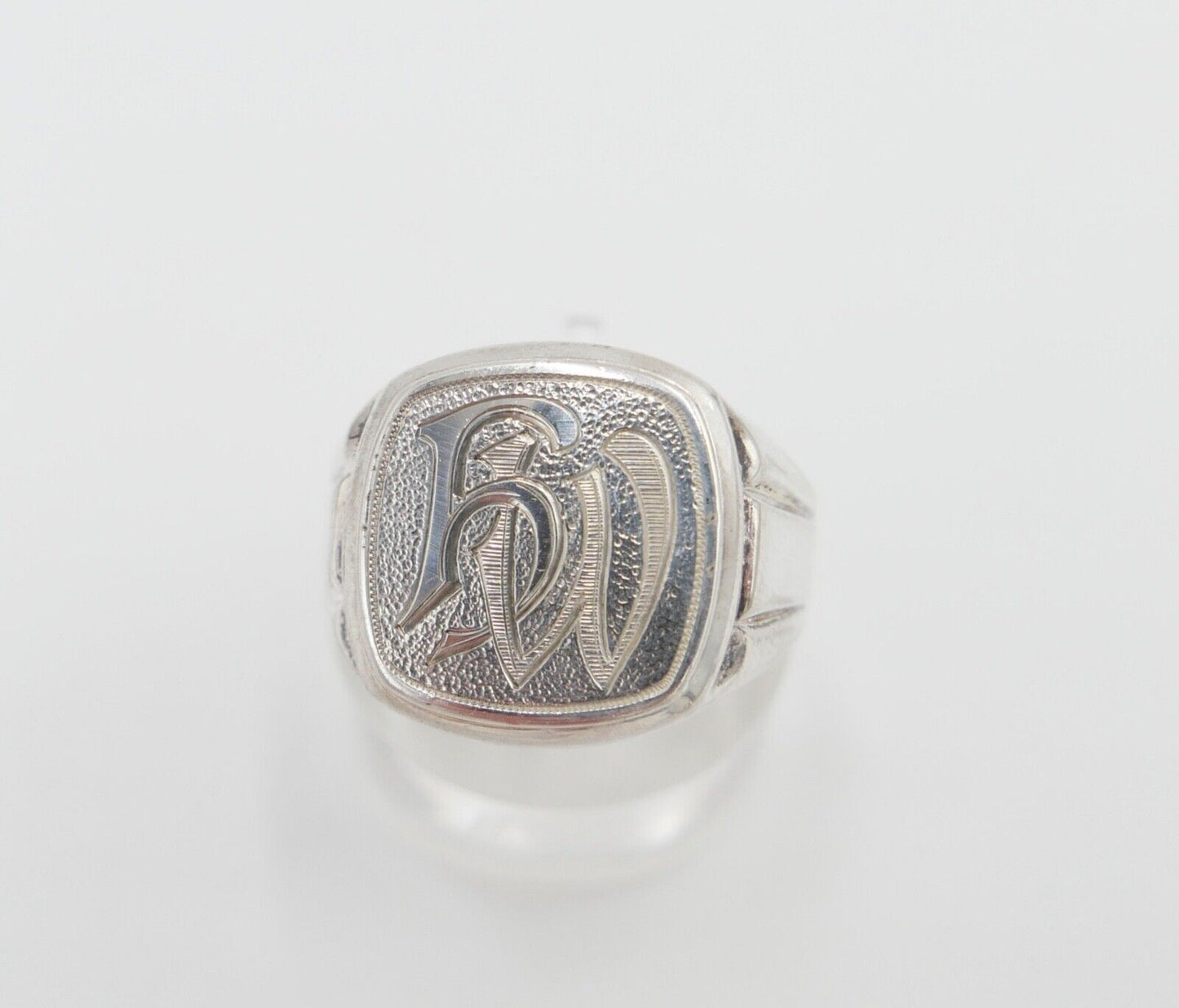 ART DECO Siegelring Monogramm HW WH Herrenring Ring 835 Silber Gr. 61 RW