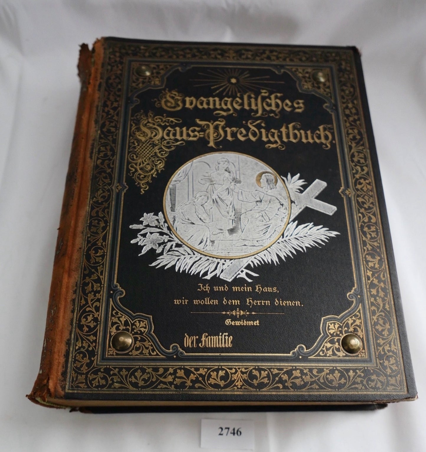 19. Jh  Evangelisches Haus-Predigtbuch Prachteinband Goldprägung Bibel Enßlin
