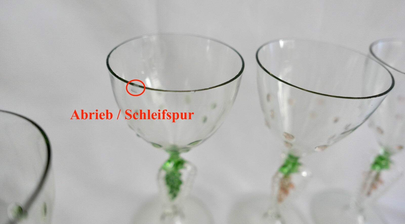 6x Lauscha Bimini Wein Glas Gläser Set Art Deco 14,8 cm buntes Traubenmotiv
