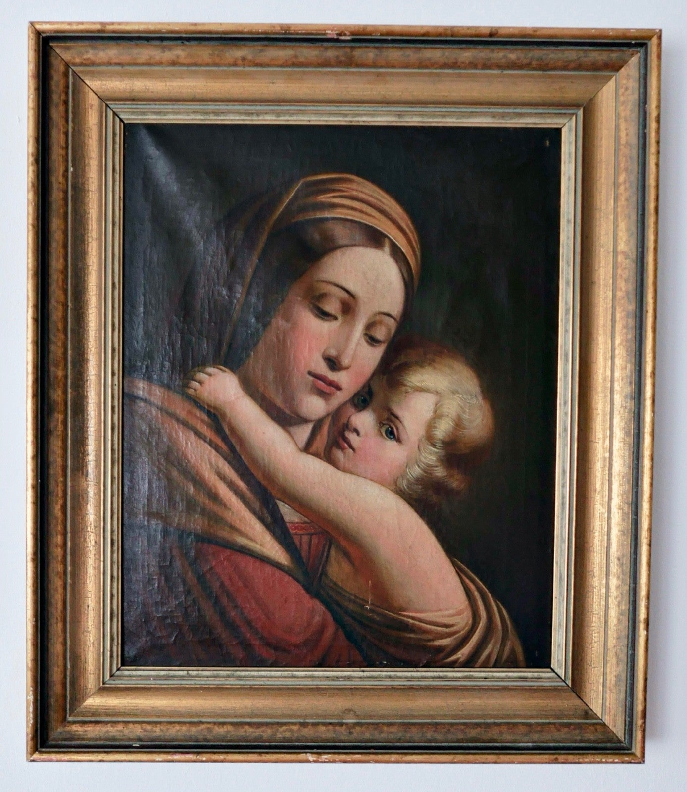 antikes altes Ölgemälde 19. Jh. Madonna della Seggiola nach Raffael 70x60 cm