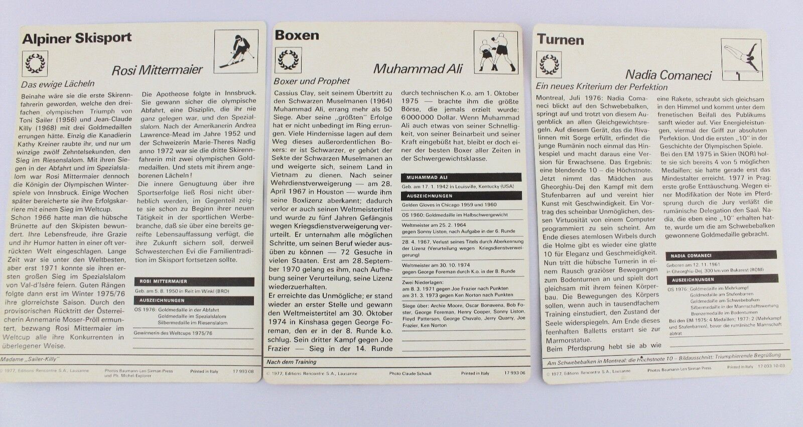 Editions Rencontre S.A. Lausanne 1977 " Boxen Turnen Skisport " Ali Mittermaier