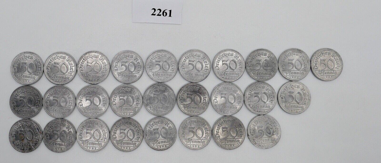 27x 50 Pfennig 1922 Jäger E / D Weimarer Republik  J.301 ss-vz