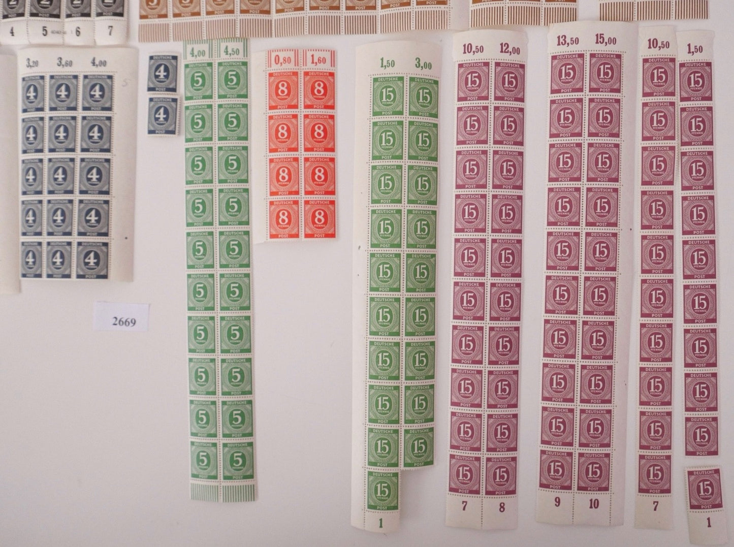 Konvolut Deutsche Post Ziffernserie 1946 1947 Bögen Einheiten Postfrisch Bogen