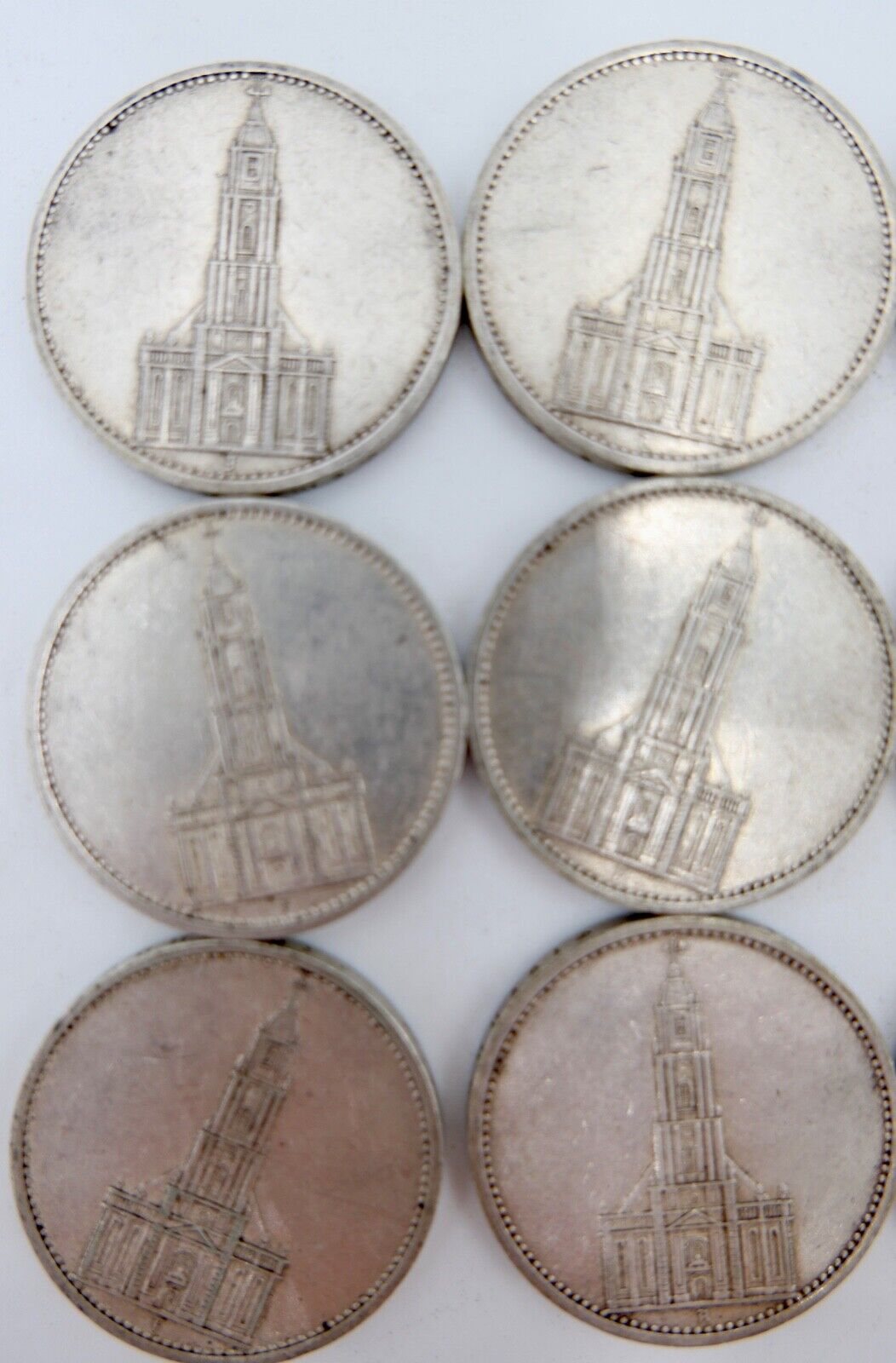 18x 5 Reichsmark 900 Silbermünzen J. 357 Garnisonskirche 1934 aus Münzrolle